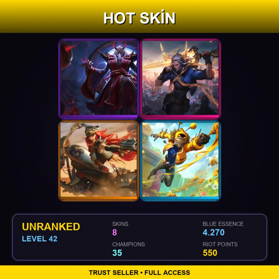 EUW | Lv42 | Unranked | 8 Skin | 35 Champ
