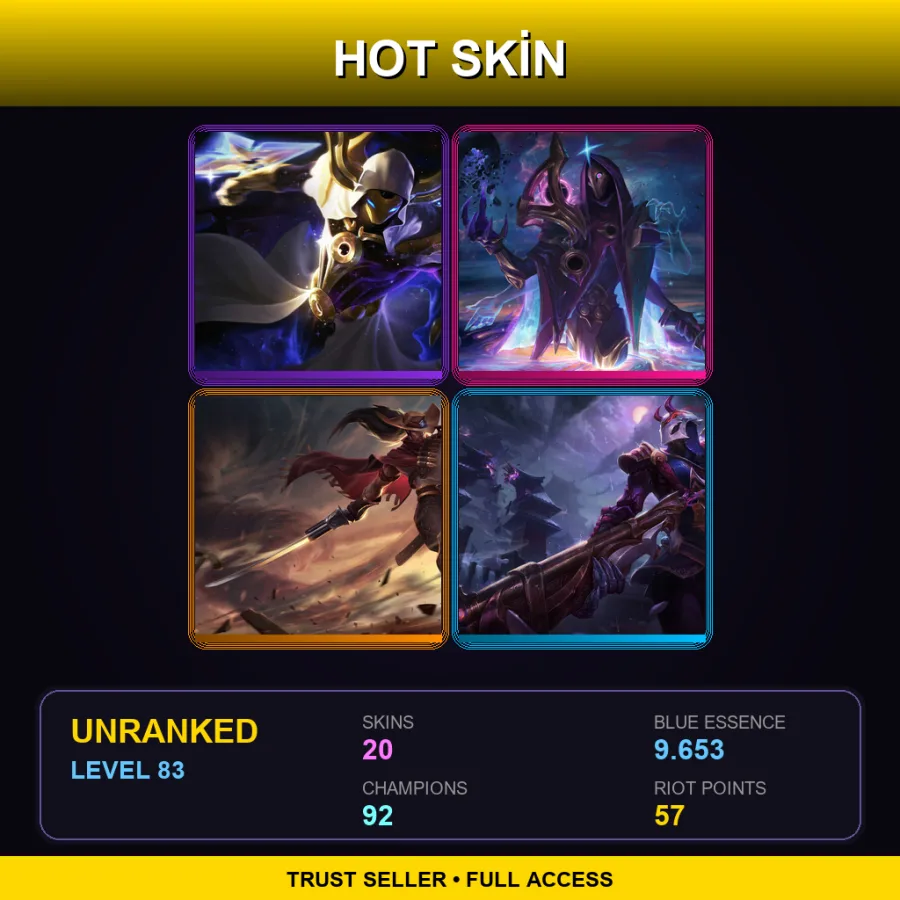 VN | Lv83 | Unranked | 20 Skin | 92 Champ