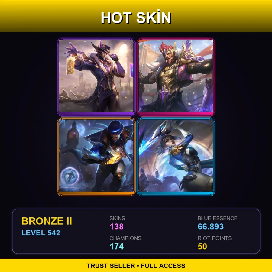 EUW | Lv542 | Bronze II | 138 Skin | 174 Champ