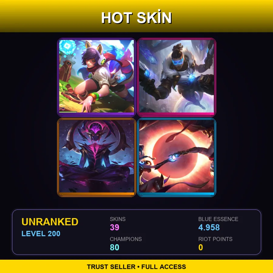 LAS | Lv200 | Unranked | 39 Skin | 80 Champ — Primal Ambush Riven