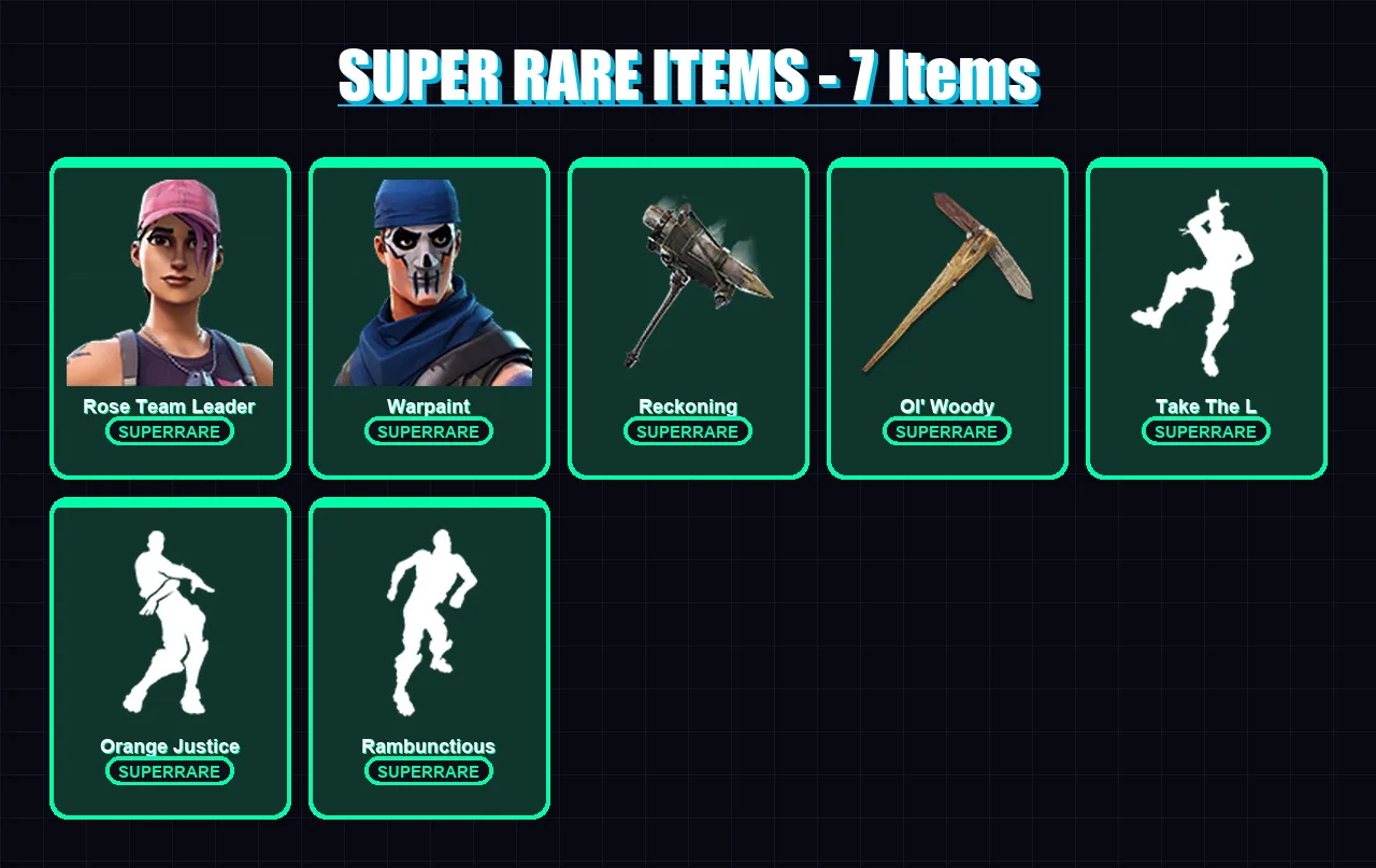[PS4/PS5/XBOX/PC] | Rose Team Leader | Warpaint | Dark Voyager | Rox | Vendetta | 91 skin | 89 pickaxe | 70 emote | 69 glider | Lv711