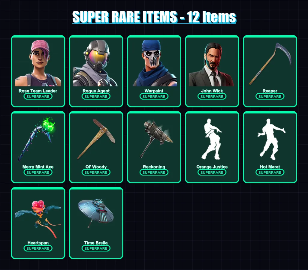 [PC/PSN] | Rose Team Leader | Rogue Agent | Warpaint | John Wick | Fusion | 130 skin | 137 pickaxe | 182 emote | 124 glider | Lv2106