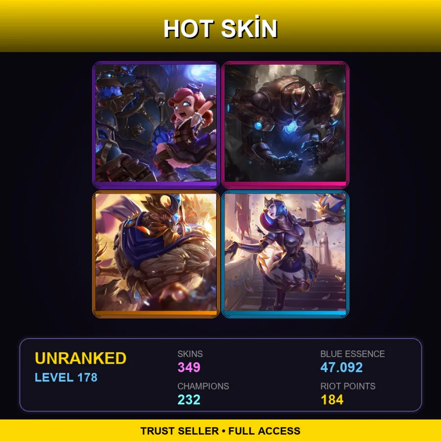 SG | Lv178 | Unranked | 349 Skin | 232 Champ
