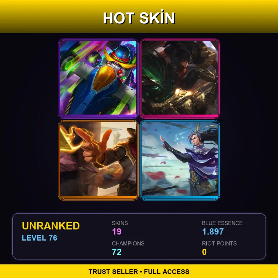 LAN | Lv76 | Unranked | 19 Skin | 72 Champ — Crimson Elite Talon