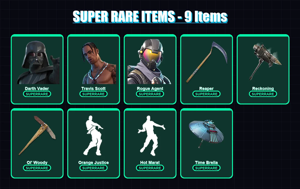 [PC/PSN] | Darth Vader | Travis Scott | Rogue Agent | Backlash | Sentinel | 157 skin | 212 pickaxe | 150 emote | 160 glider | Lv2943