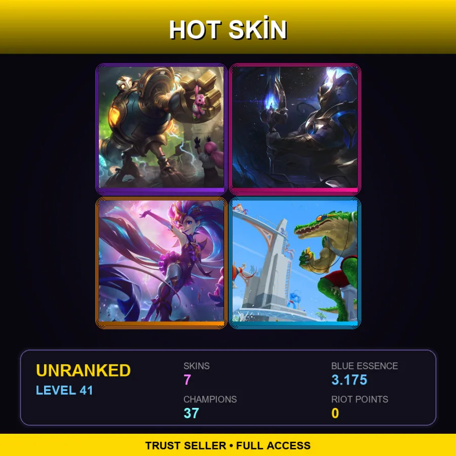 RU | Lv41 | Unranked | 7 Skin | 37 Champ — LoL account