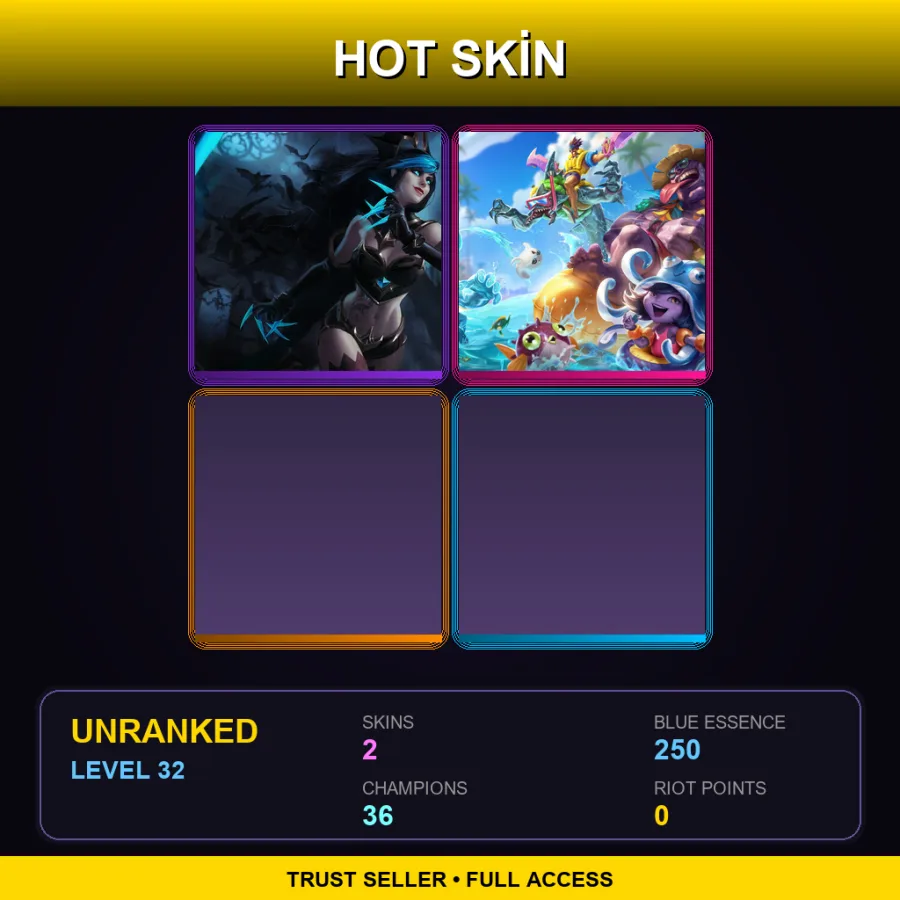 LAN | Lv32 | Unranked | 2 Skin | 36 Champ — LoL account