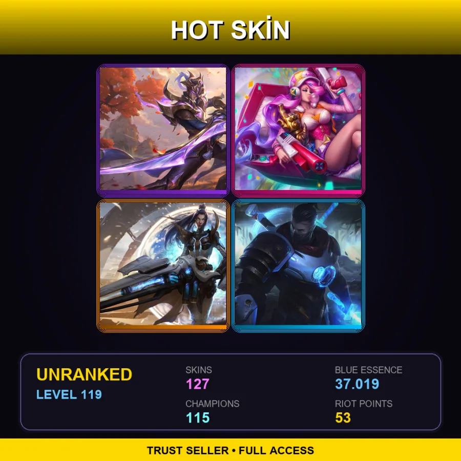 TR | Lv119 | Unranked | 127 Skin | 115 Champ — LoL account