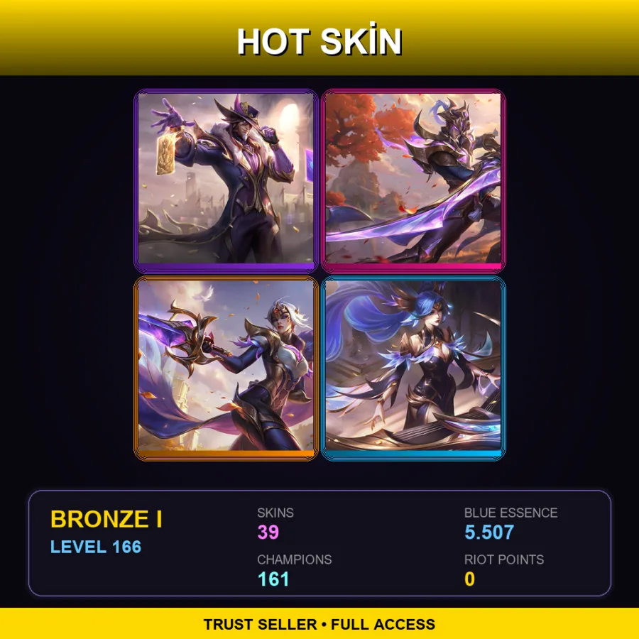 LAS | Victorious Twisted Fate | Victorious Master Yi | Victorious Fiora | Victorious Sona | 39 Skin | 161 Champ | Bronze I | Lv166