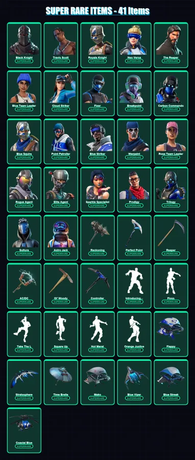 [PS4/PS5/XBOX/PC] | Black Knight | Travis Scott | Royale Knight | Neo Versa | The Reaper | 422 skin | 426 pickaxe | 321 emote | 307 glider | Lv5283