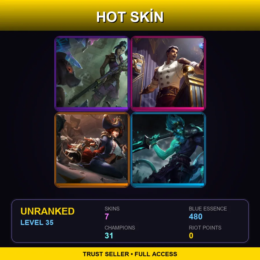 NA | Lv35 | Unranked | 7 Skin | 31 Champ — LoL account