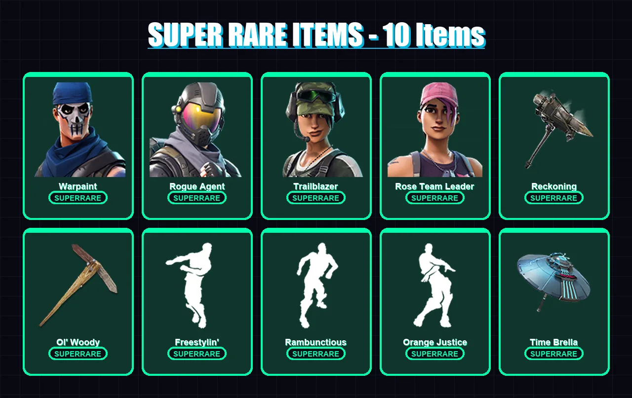 [PC/XBOX/PSN] | Warpaint | Rogue Agent | Trailblazer | Rose Team Leader | Power Chord | 46 skin | 46 pickaxe | 39 emote | 43 glider | Lv607 — Fortnite account