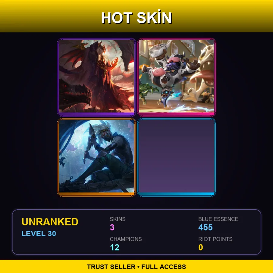 TR | Lv30 | Unranked | 3 Skin | 12 Champ