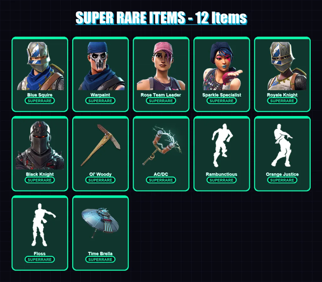 [PC/XBOX/PSN] | Blue Squire | Warpaint | Rose Team Leader | Sparkle Specialist | Royale Knight | 38 skin | 75 pickaxe | 57 emote | 64 glider | Lv927