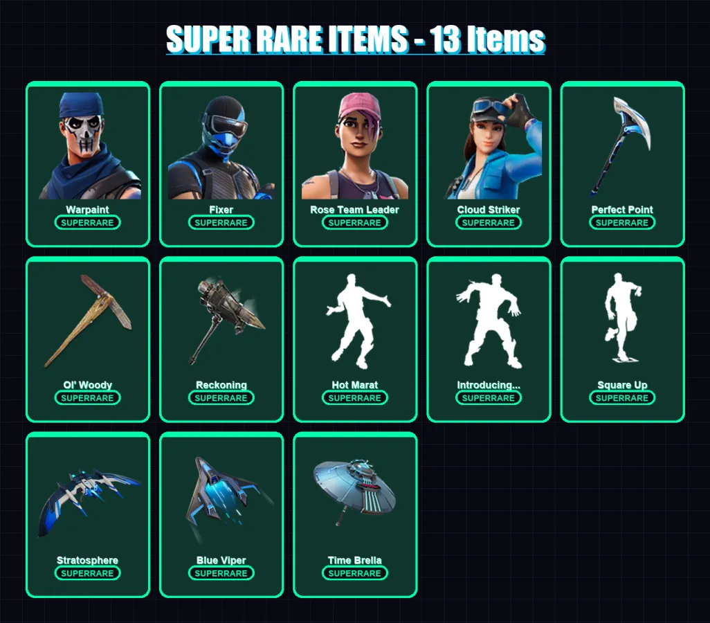 [PS4/PS5/XBOX/PC] | Warpaint | Fixer | Rose Team Leader | Cloud Striker | A.I.M. | 73 skin | 78 pickaxe | 79 emote | 73 glider | Lv963
