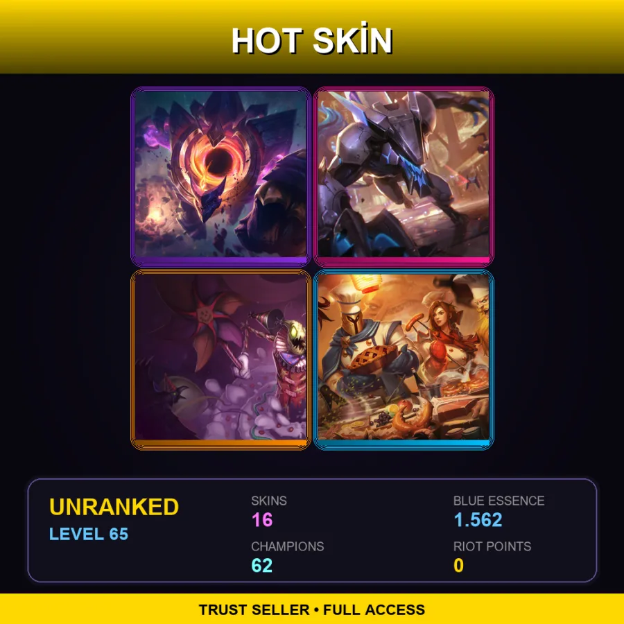 EUNE | Lv65 | Unranked | 16 Skin | 62 Champ