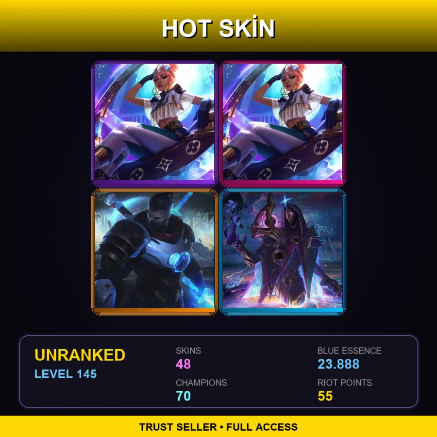 OCE | Lv145 | Unranked | 48 Skin | 70 Champ