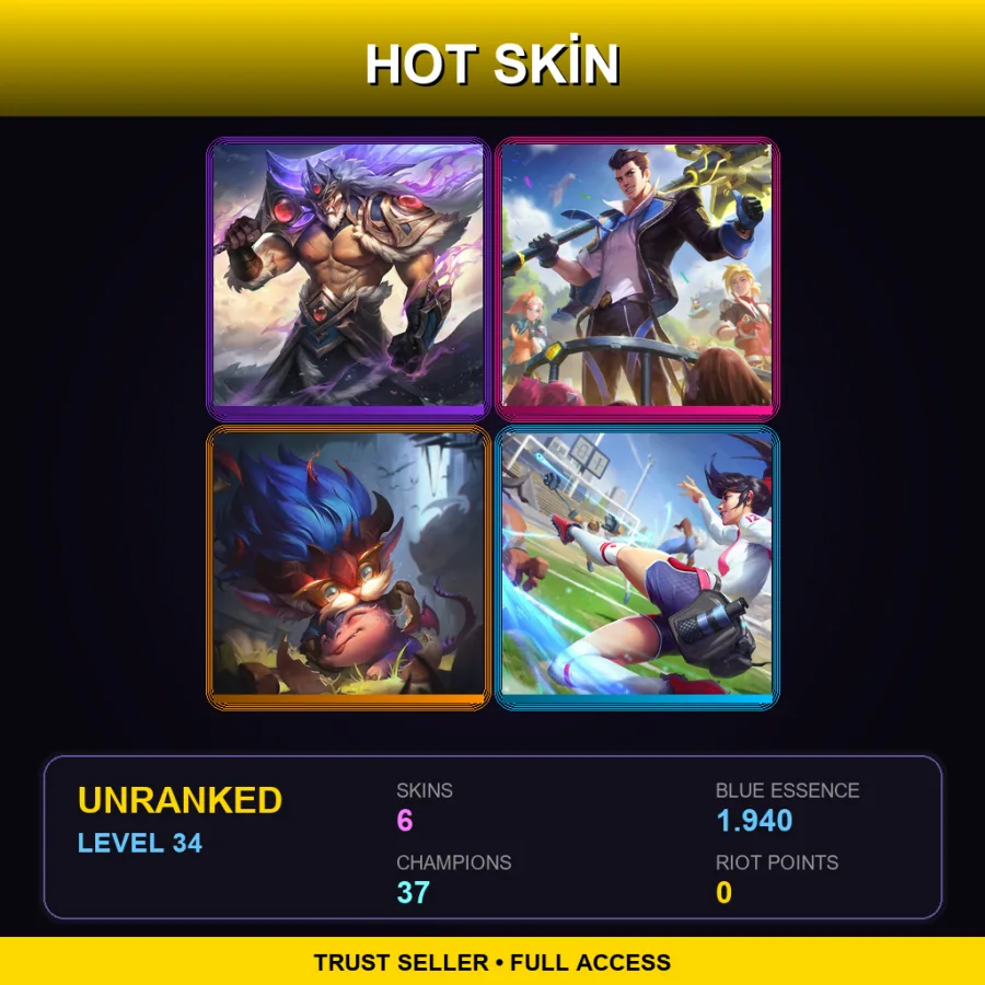 TR | Lv34 | Unranked | 6 Skin | 37 Champ