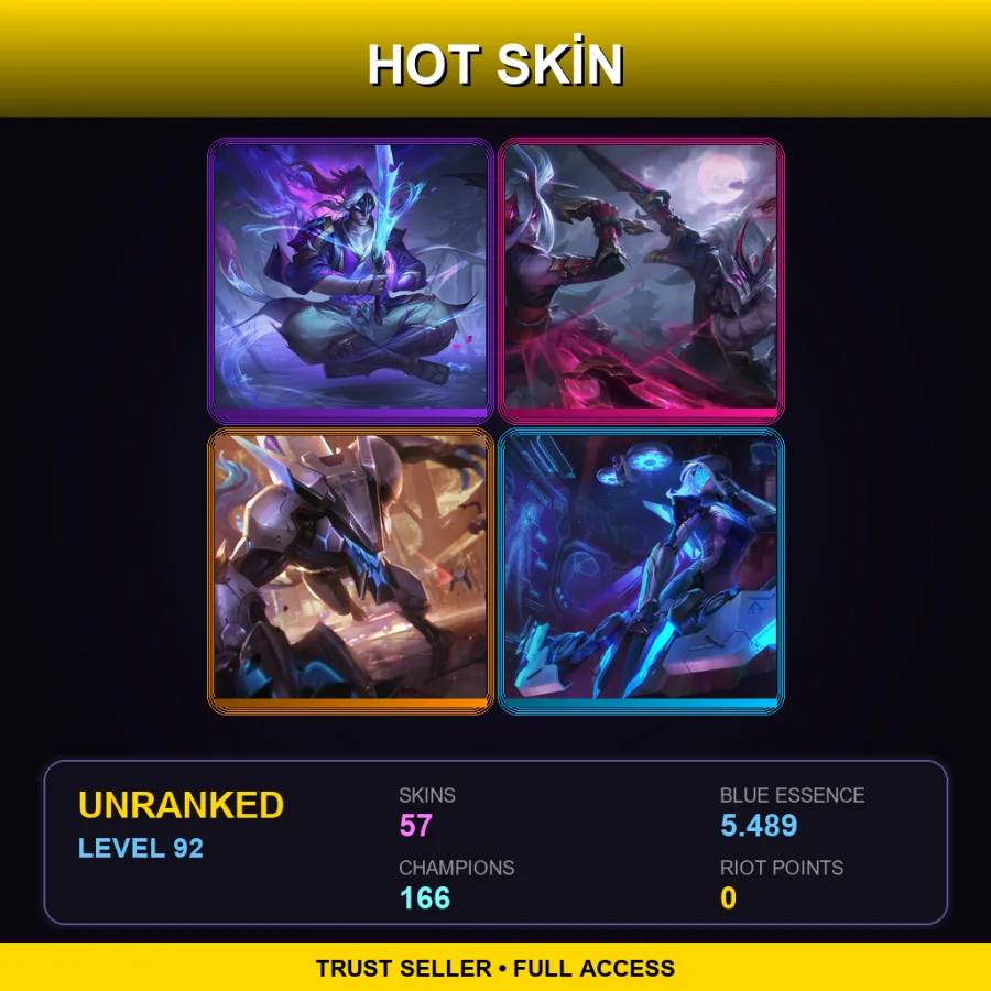 SG | Lv92 | Unranked | 57 Skin | 166 Champ