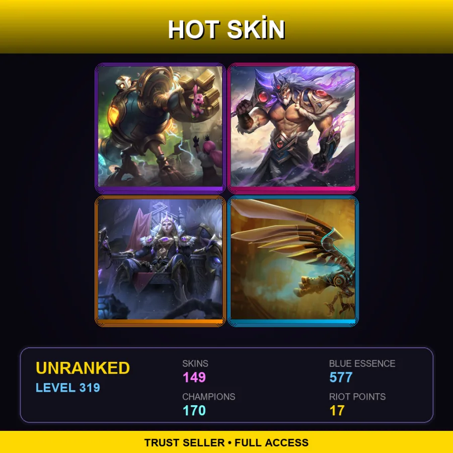 SG | Lv319 | Unranked | 149 Skin | 170 Champ