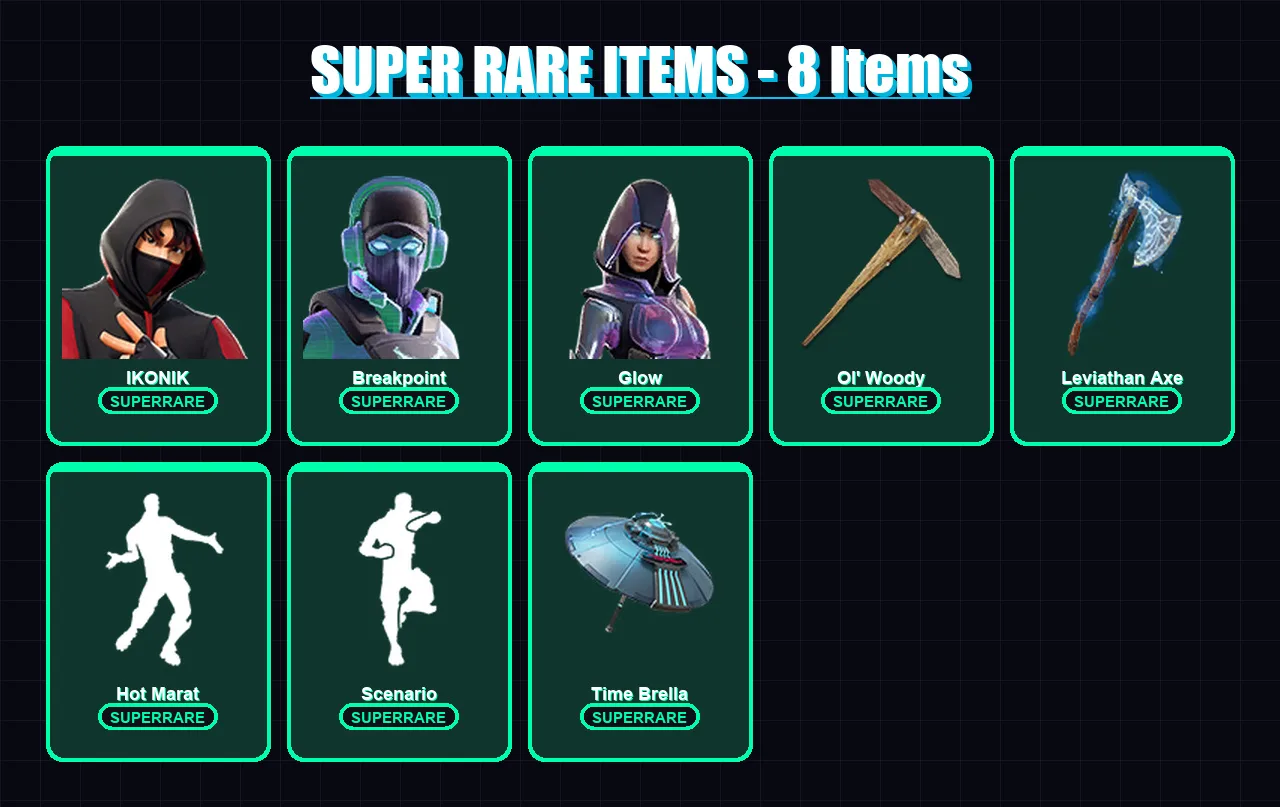 [PC/XBOX] | IKONIK | Breakpoint | Glow | Ronin | The Scientist | 142 skin | 134 pickaxe | 98 emote | 109 glider | Lv1523