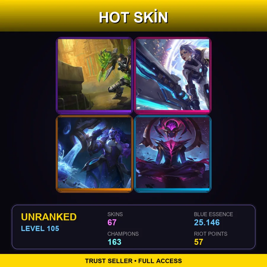 VN | Lv105 | Unranked | 67 Skin | 163 Champ — LoL account