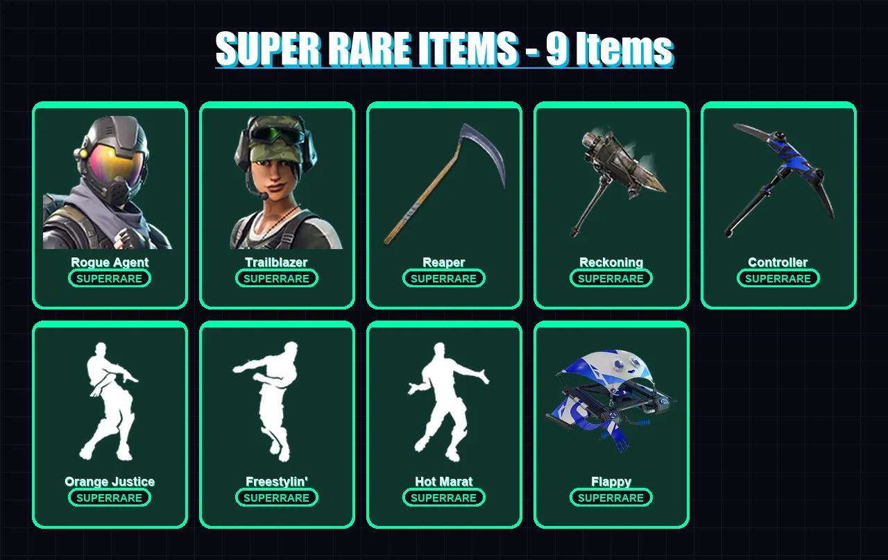 [PS4/PS5/XBOX/PC] | Rogue Agent | Trailblazer | The Visitor | Power Chord | Ragnarok | 78 skin | 59 pickaxe | 70 emote | 64 glider | Lv1086 — Fortnite account