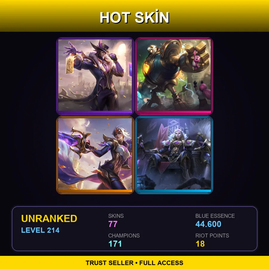 EUW | Lv214 | Unranked | 77 Skin | 171 Champ