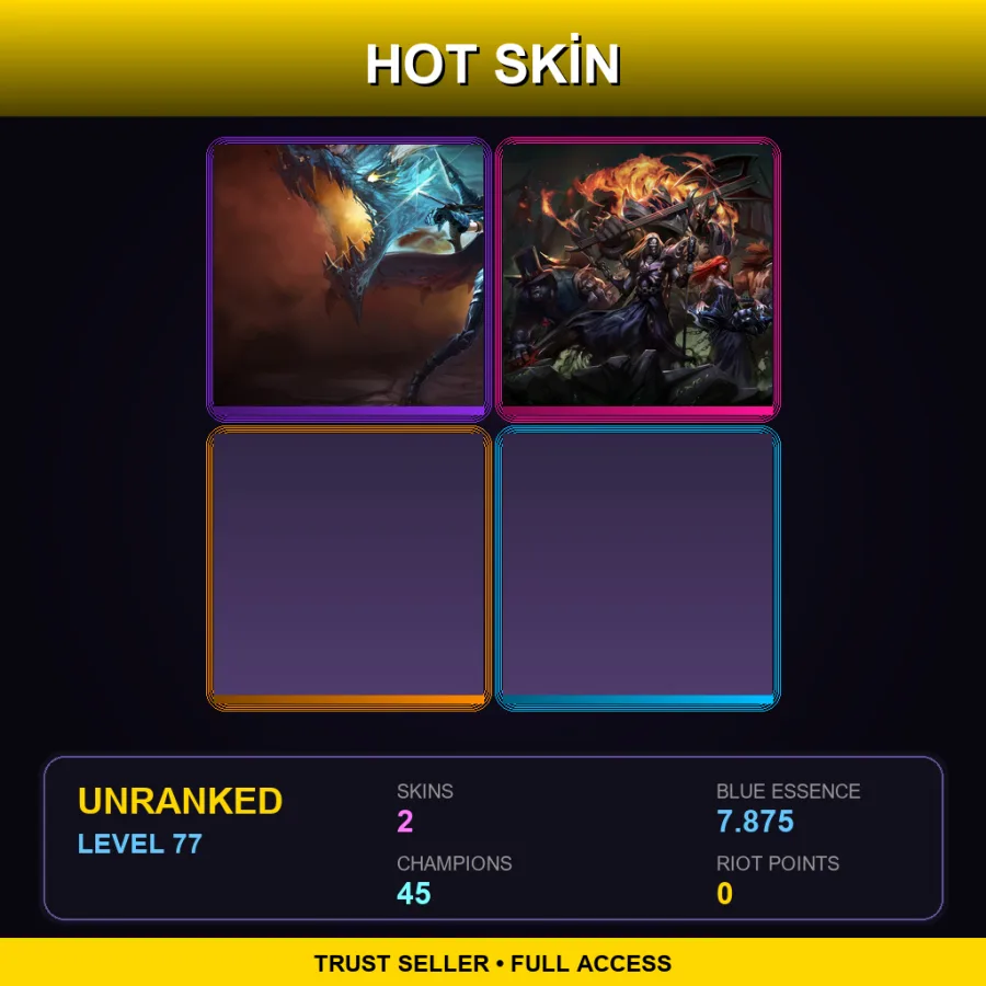 EUNE | Lv77 | Unranked | 2 Skin | 45 Champ — LoL account