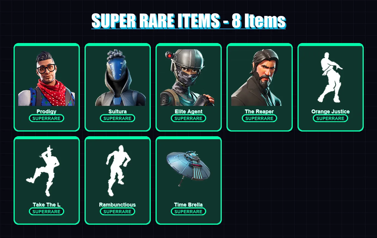 [PS4/PS5/XBOX/PC] | Prodigy | Sultura | Elite Agent | The Reaper | Dark Voyager | 24 skin | 67 pickaxe | 65 emote | 75 glider | Lv1552