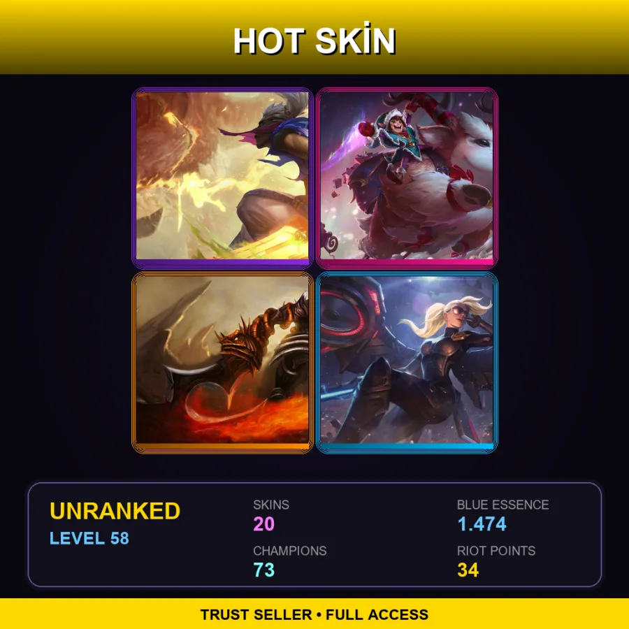 TR | Lv58 | Unranked | 20 Skin | 73 Champ