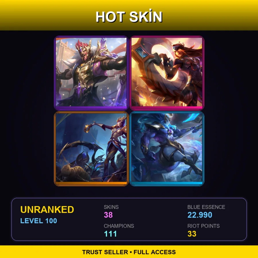 EUW | Lv100 | Unranked | 38 Skin | 111 Champ