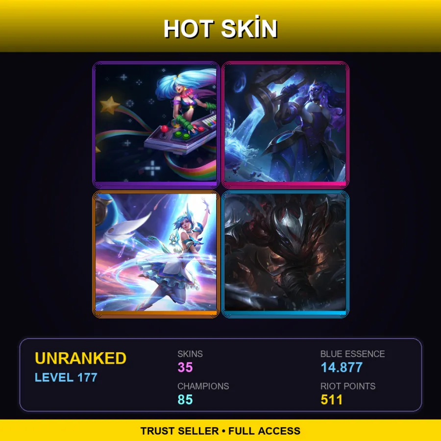 LAS | Lv177 | Unranked | 35 Skin | 85 Champ — LoL account