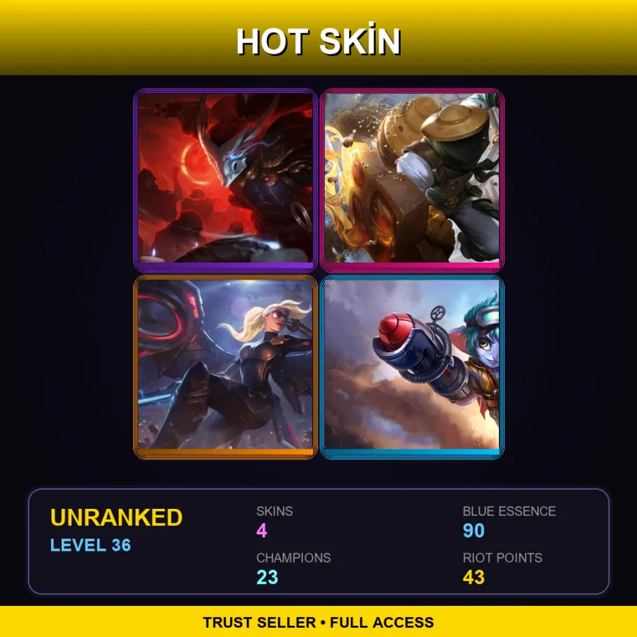 LAS | Lv36 | Unranked | 4 Skin | 23 Champ — LoL account