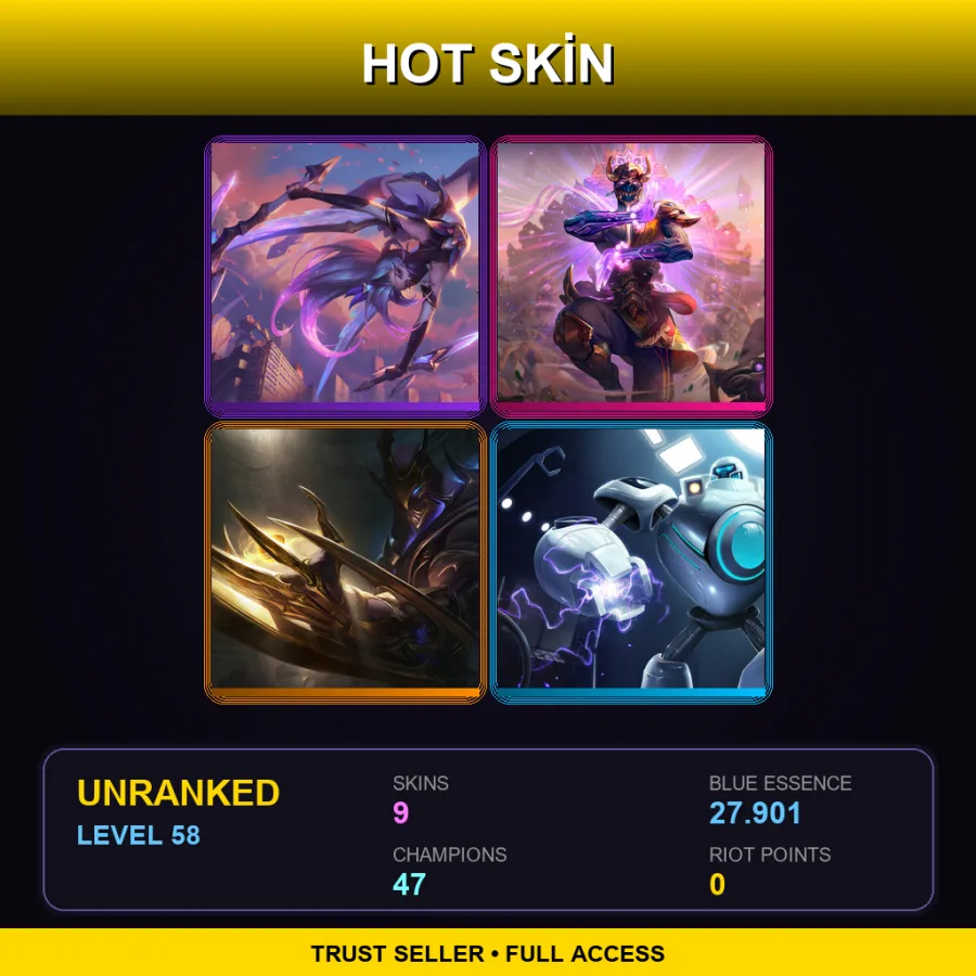EUNE | Lv58 | Unranked | 9 Skin | 47 Champ — Sea Dog Yasuo