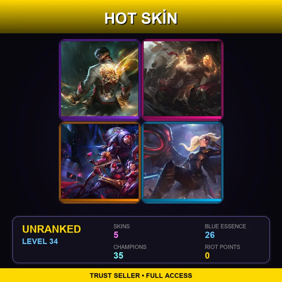LAS | Lv34 | Unranked | 5 Skin | 35 Champ — God Fist Lee Sin
