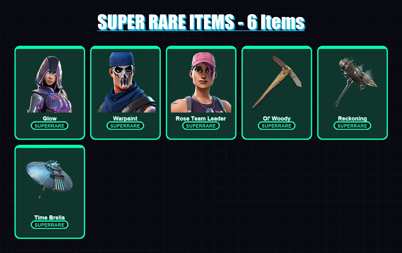 [PC/PSN] | Glow | Warpaint | Rose Team Leader | Kymera | Calamity | 61 skin | 111 pickaxe | 74 emote | 93 glider | Lv2044