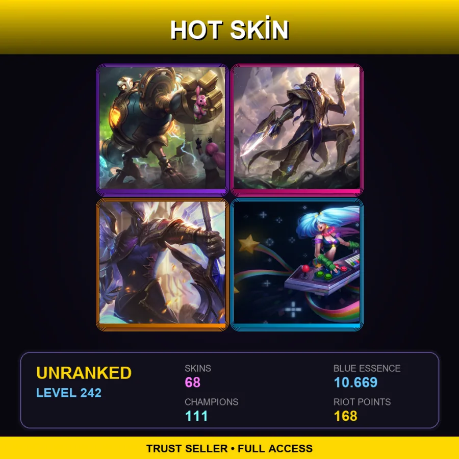 BR | Victorious Blitzcrank | Victorious Lucian | Victorious Aatrox | Arcade Sona | 68 Skin | 111 Champ | Lv242