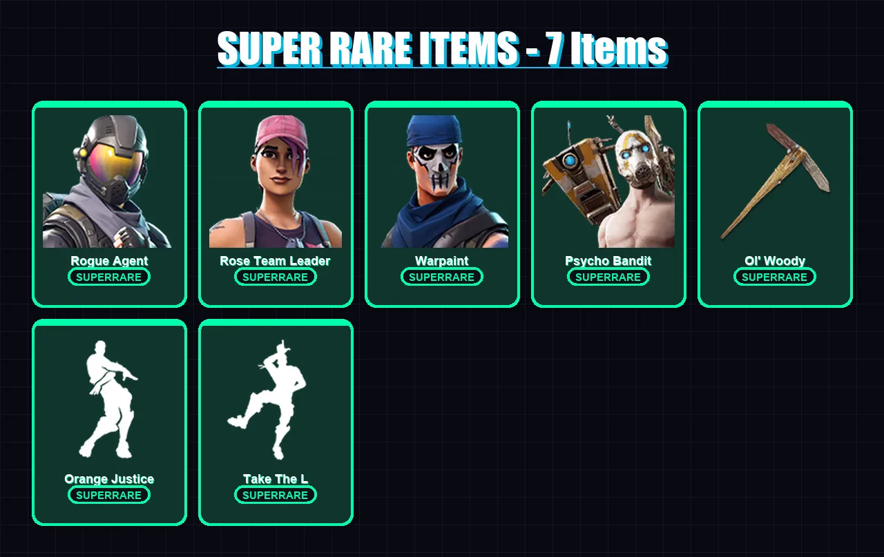 [PC/XBOX/PSN] | Rogue Agent | Rose Team Leader | Warpaint | Psycho Bandit | Dark Voyager | 16 skin | 15 pickaxe | 12 emote | 20 glider | Lv186
