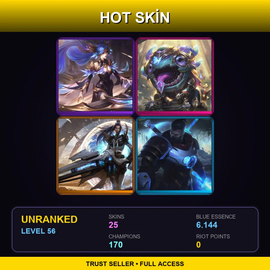 TW | Lv56 | Unranked | 25 Skin | 170 Champ — LoL account