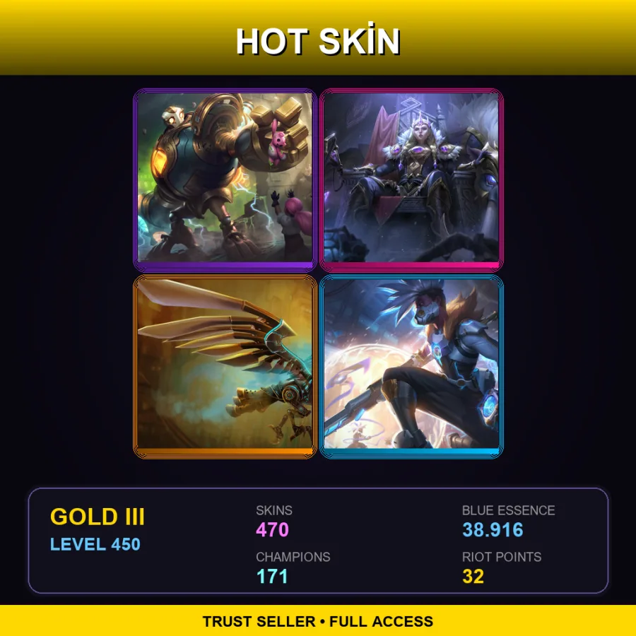 LAS | Lv450 | Gold III | 470 Skin | 171 Champ — LoL account