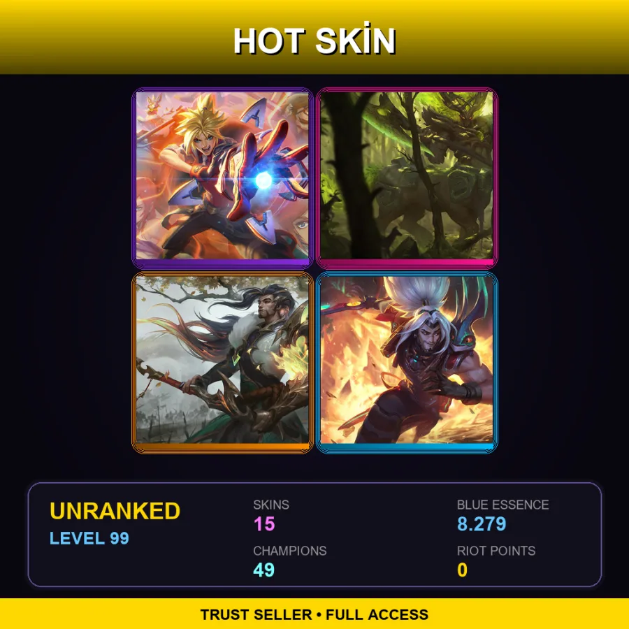 EUW | Lv99 | Unranked | 15 Skin | 49 Champ