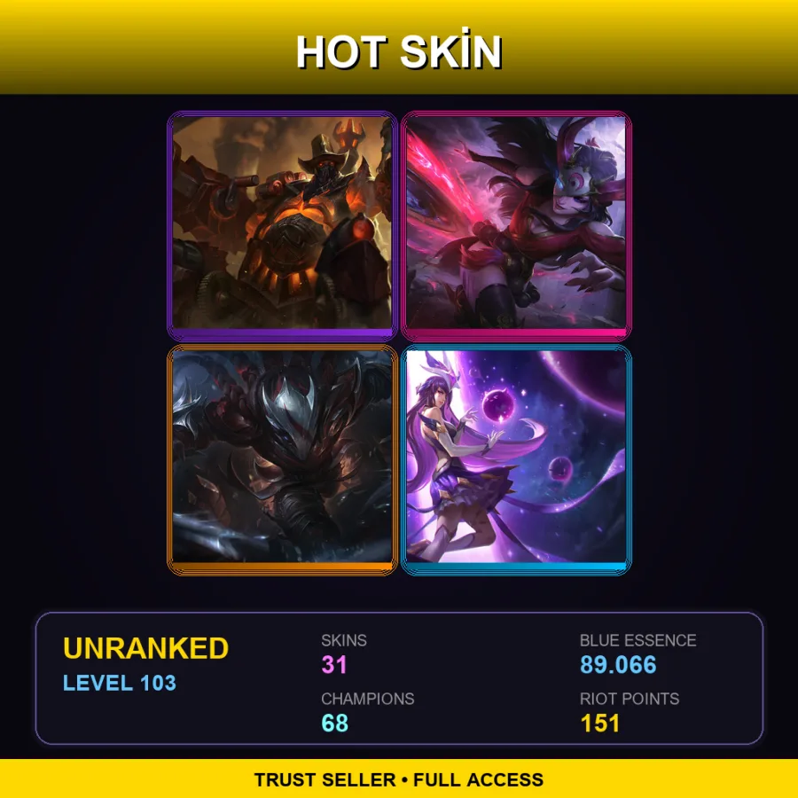 NA | Lv103 | Unranked | 31 Skin | 68 Champ