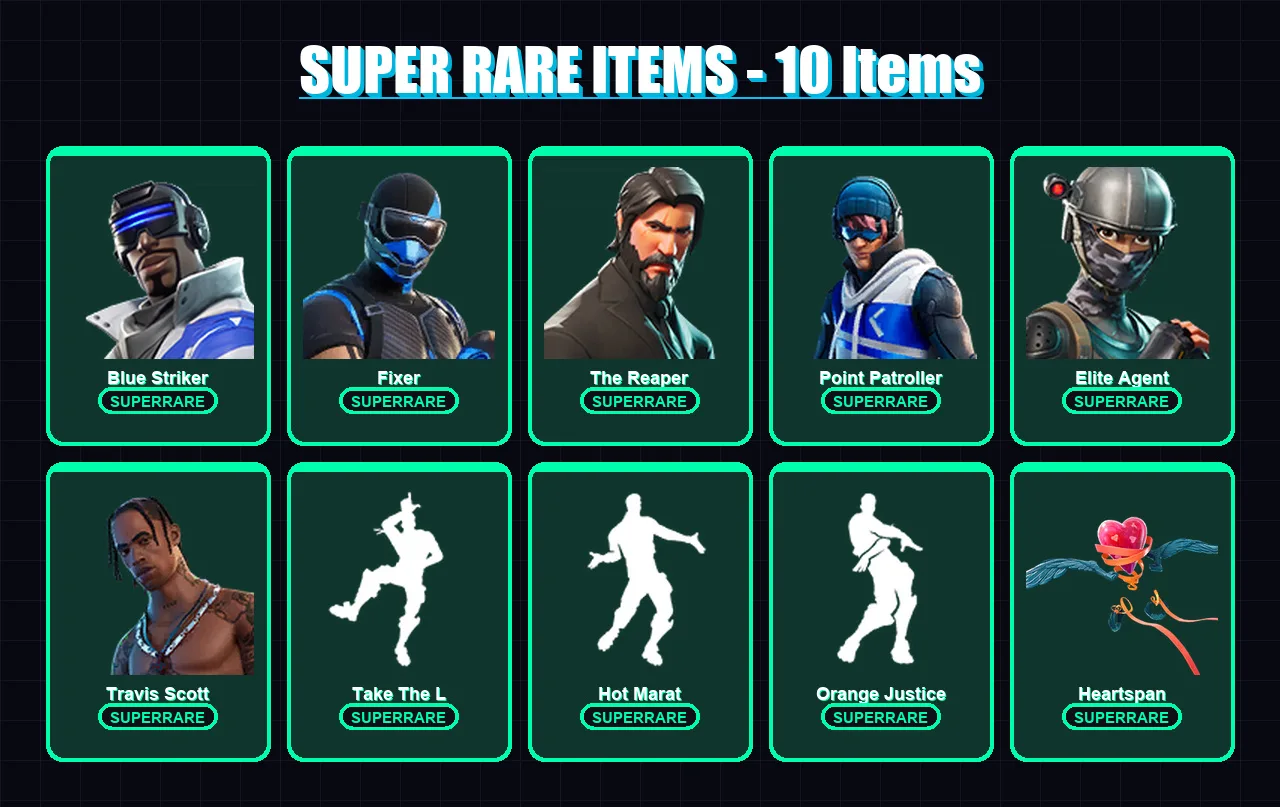 [PS4/PS5/XBOX/PC] | Blue Striker | Fixer | The Reaper | Point Patroller | Elite Agent | 68 skin | 65 pickaxe | 83 emote | 74 glider | Lv1654