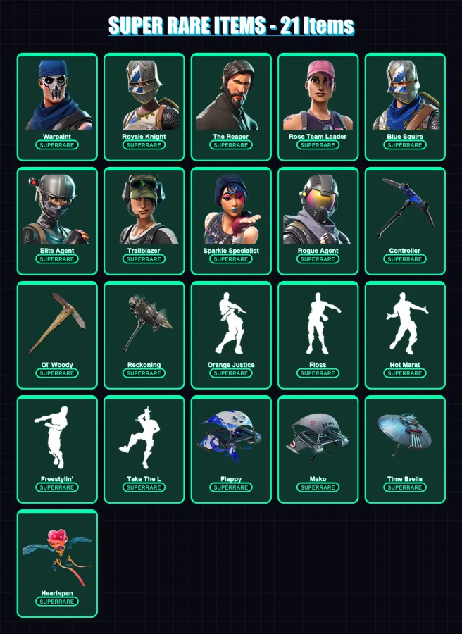[PS4/PS5/XBOX/PC] | Warpaint | Royale Knight | The Reaper | Rose Team Leader | Blue Squire | 80 skin | 92 pickaxe | 86 emote | 97 glider | Lv1390 — Fortnite account