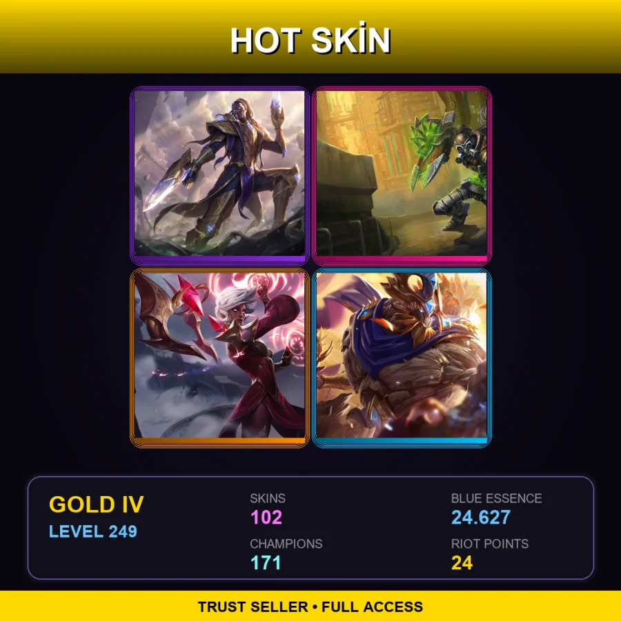TR | Lv249 | Gold IV | 102 Skin | 171 Champ