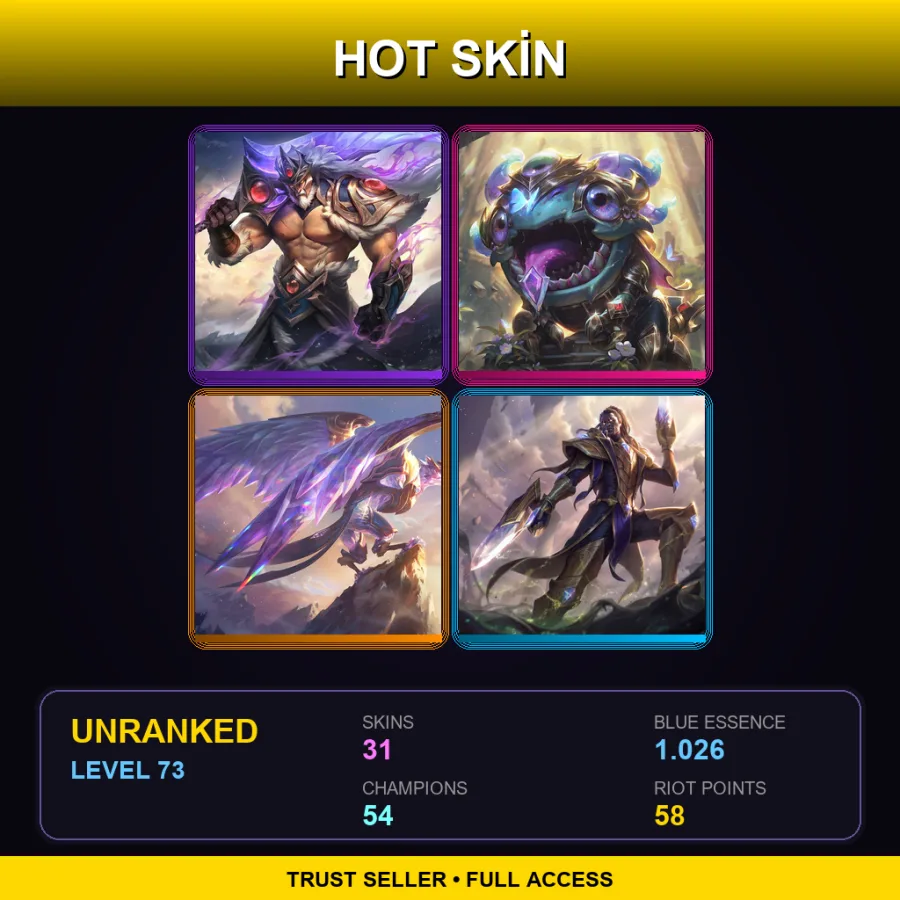 EUNE | Lv73 | Unranked | 31 Skin | 54 Champ — LoL account