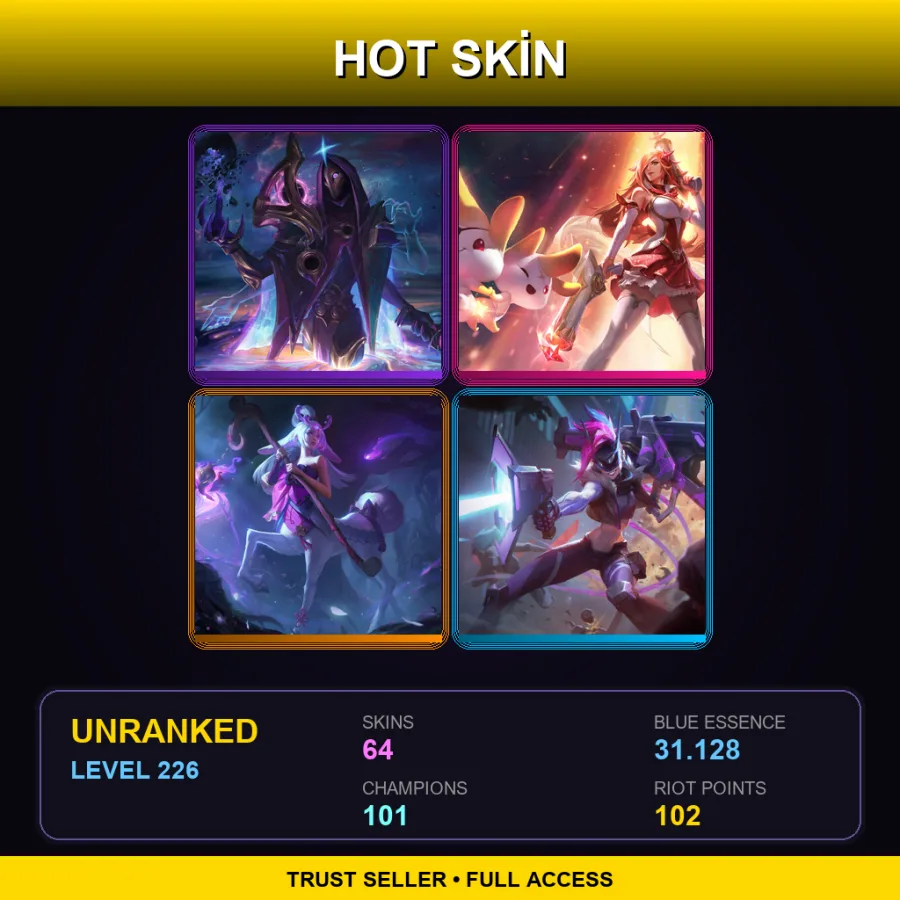 EUW | Lv226 | Unranked | 64 Skin | 101 Champ — Dragonslayer Trundle
