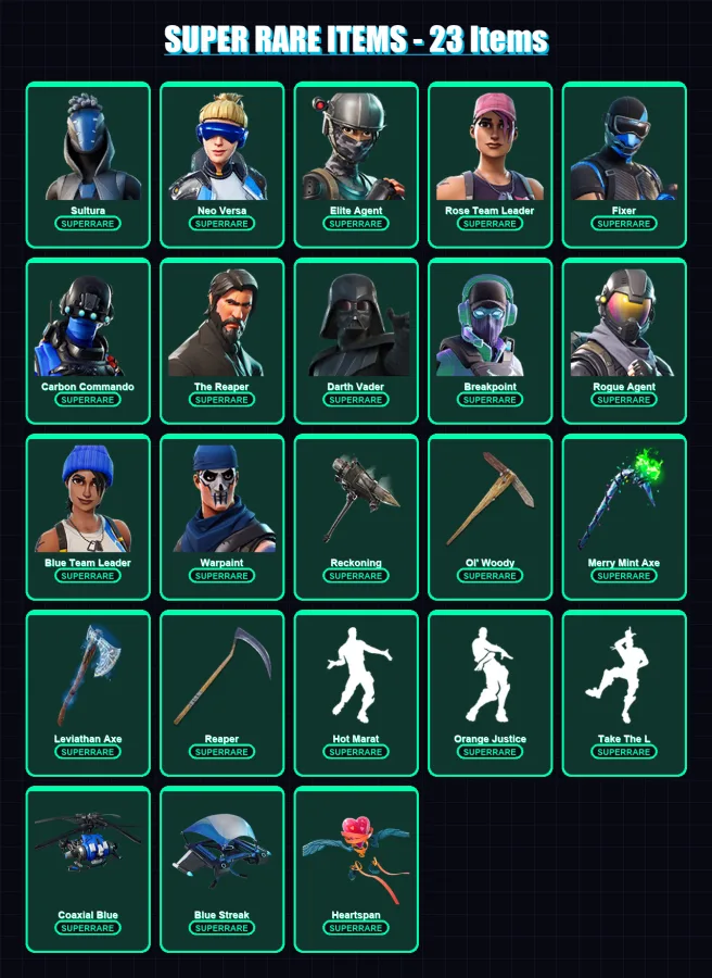[PC/XBOX] | Sultura | Neo Versa | Elite Agent | Rose Team Leader | Fixer | 389 skin | 308 pickaxe | 276 emote | 220 glider | Lv4272 — Fortnite account