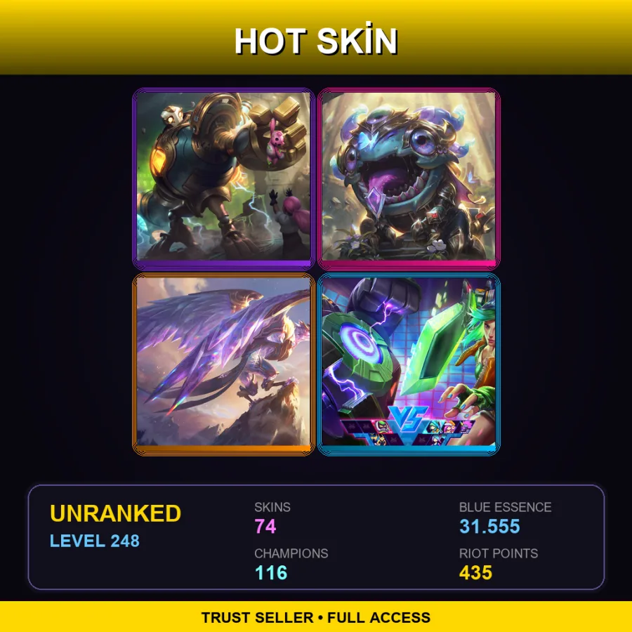NA | Lv248 | Unranked | 74 Skin | 116 Champ